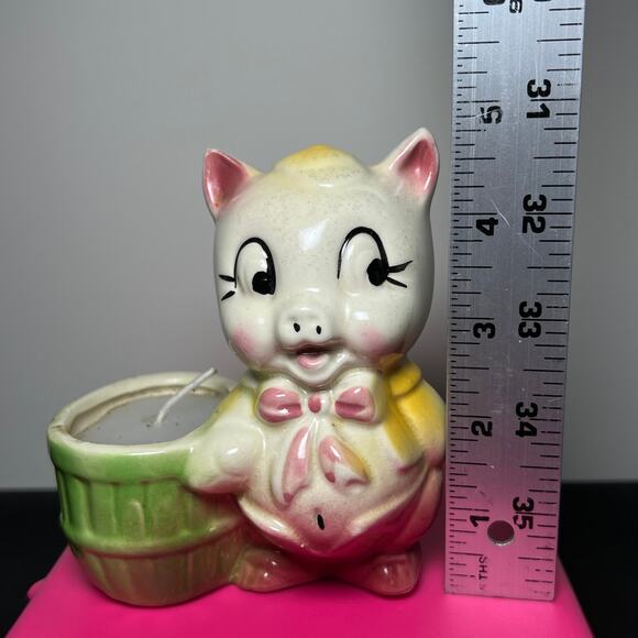 Vintage Ceramic Pig Candle Holder 475 Inches Mid Century Farmhouse - Picture 16 of 16